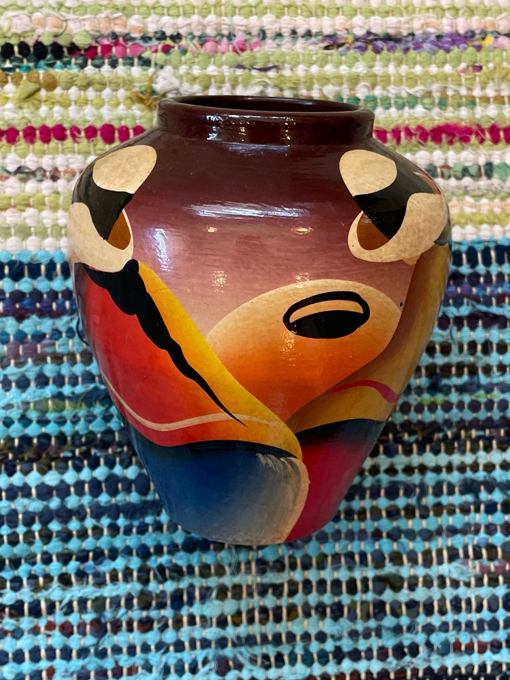Hand-painted multicolor ceramic vase